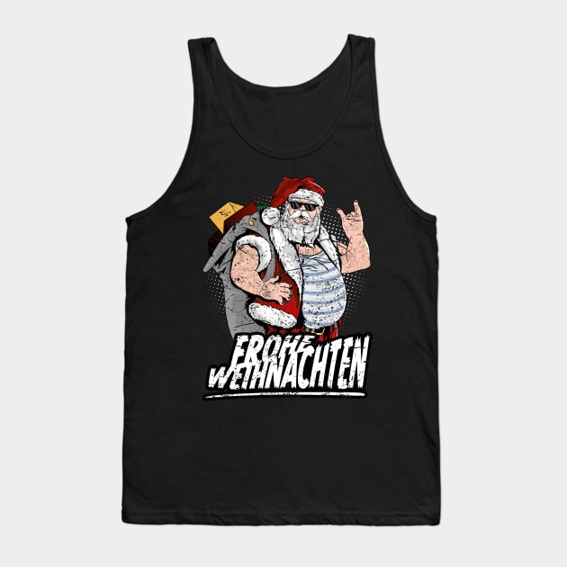 Frohe Weihnachten cool tattooed santa claus with sunglasses Tank Top by RockabillyM